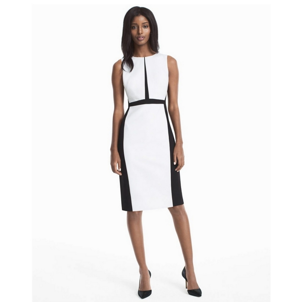 White House Black Market Color-Block Sheath Dress Womens size 8